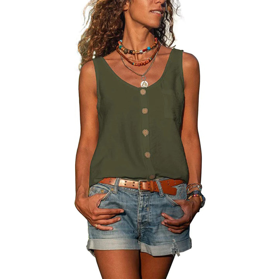 Gwen casual sleeveless top loose fit light breezy style women's relaxed summer blouse