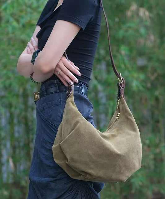 Sac messager en cuir solide et durable vert armée Art - Wavlynn