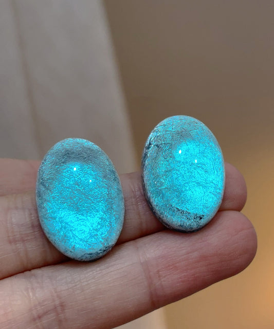 Boucles d'oreilles à tige en alliage bleu artistique, motif ciel étoilé elliptique - Wavlynn