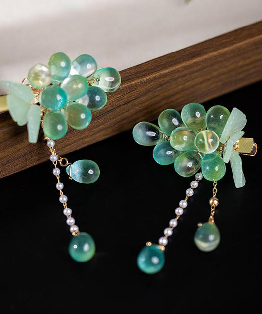 Épingle à cheveux à pompon en alliage cyan avec perles et raisins - Wavlynn
