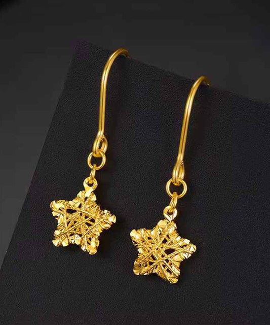 Boucles d'oreilles pendantes géométriques en forme d'étoile surdorées en cuivre doré - Wavlynn