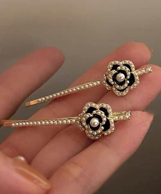 Épingle à cheveux en alliage d'argent sterling et zircone, motif floral et perle - Wavlynn
