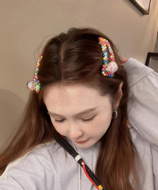 Épingle à cheveux Art Rainbow en alliage, résine, verre et marbre - Wavlynn