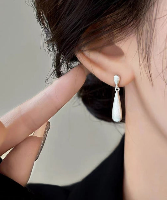 Boucles d'oreilles pendantes en forme de goutte d'eau, en cuivre blanc surdoré, poli mat - Wavlynn