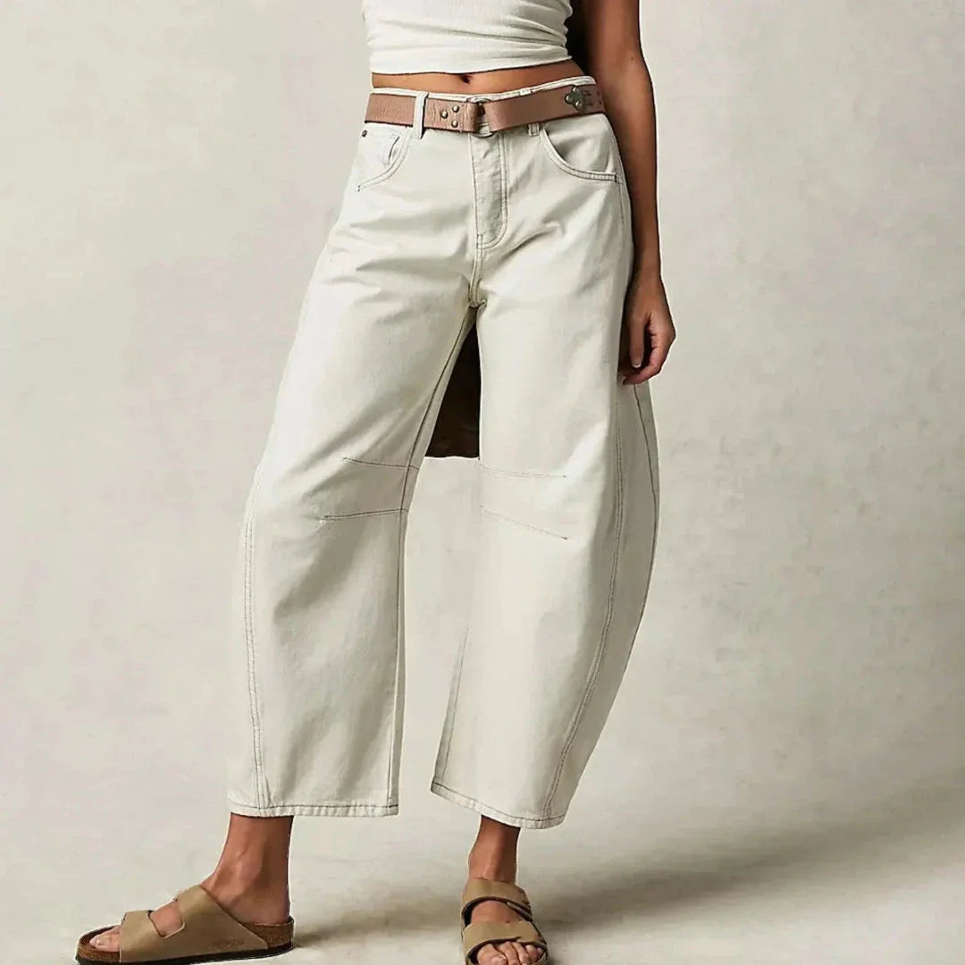 Aura mid-rise wide-leg comfort jeans in classic denim with ankle-grazing relaxed fit