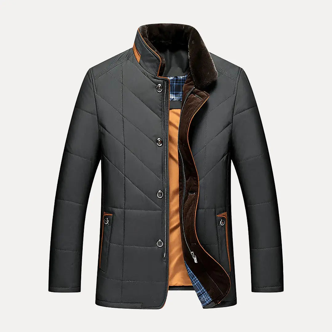 Aurelien navy quilted padded jacket unisex slim-cut feather-light heritage style