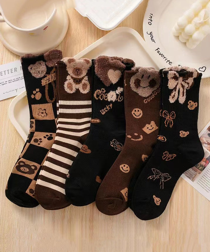 Chaussettes mi-mollet polyvalentes en jacquard coréen automne-hiver - Wavlynn