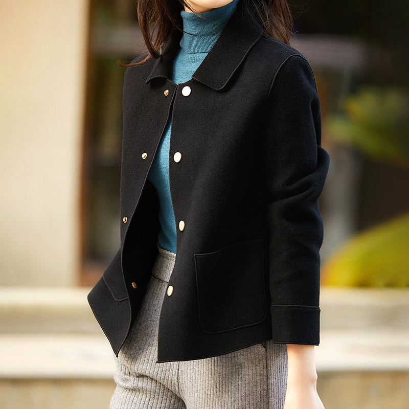 Clara short coat soft synthetic wool flowy oversized fit autumn warmth breathable elegant outerwear