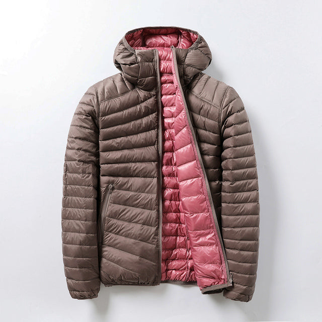 Women's hooded puffer jacket regular fit quilted insulation water-resistant for autumn winter