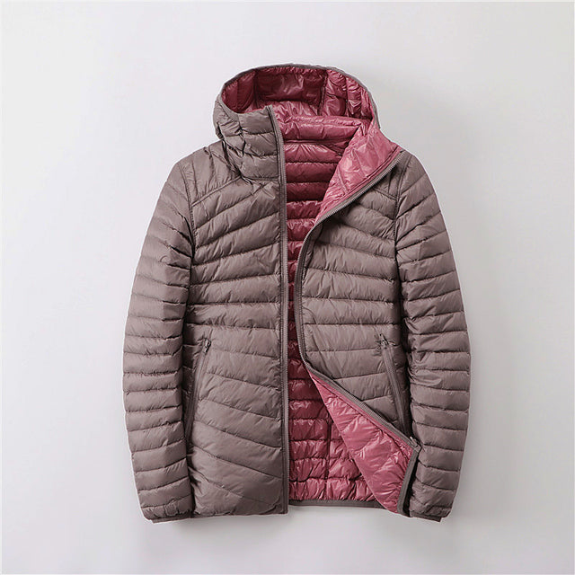 Women's hooded puffer jacket regular fit quilted insulation water-resistant for autumn winter
