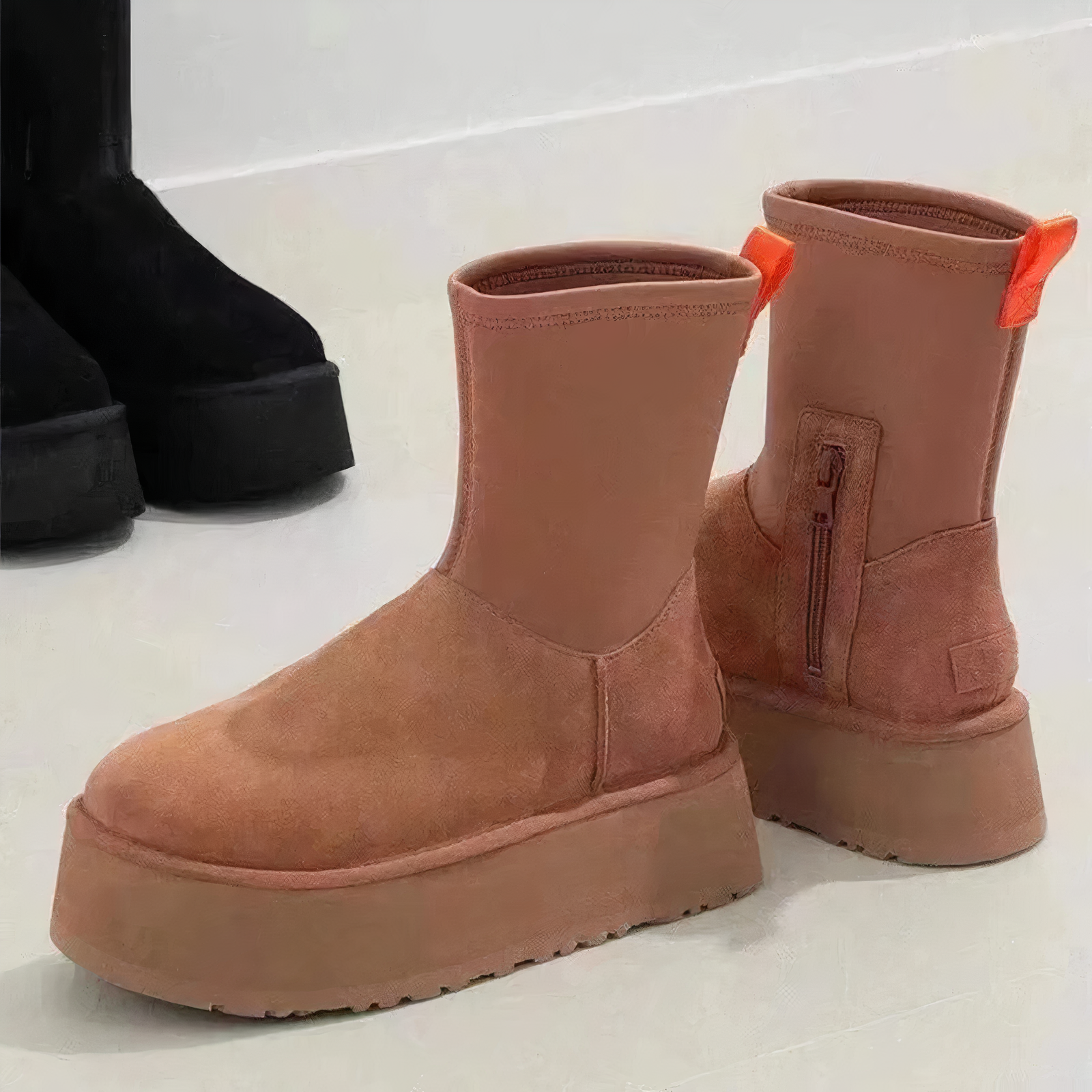 Women's fur-lined winter boots with plush cozy interior, stylish low-bulk design for cold weather