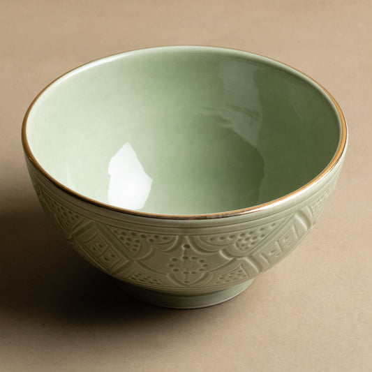 Zagora Green Bowl - Moroccan Dinnerware Adorned with 12 Carat Gold Accents - Wavlynn