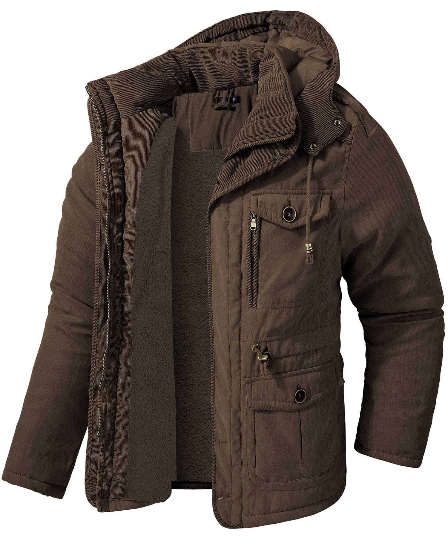 Men's navy insulated winter jacket fleece-lined heavyweight hood cold-weather outdoor style