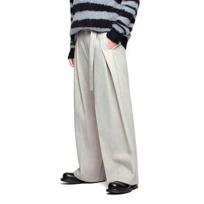 Wavlynn relaxed wide-leg cotton trousers with elastic waist, midrise tailored fit for smart-casual wear