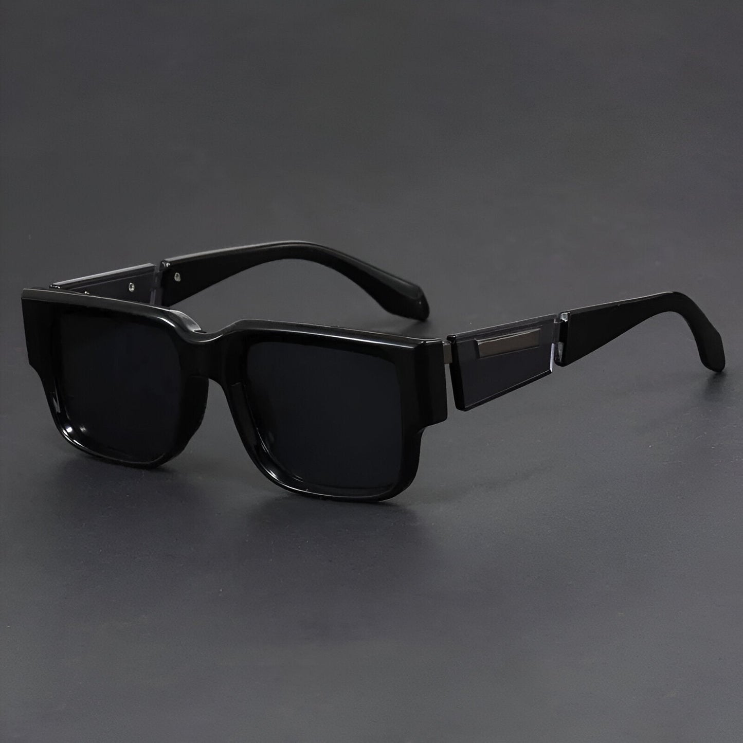 Barron Edge square sunglasses thick black frame sleek side panel modern bold statement shades