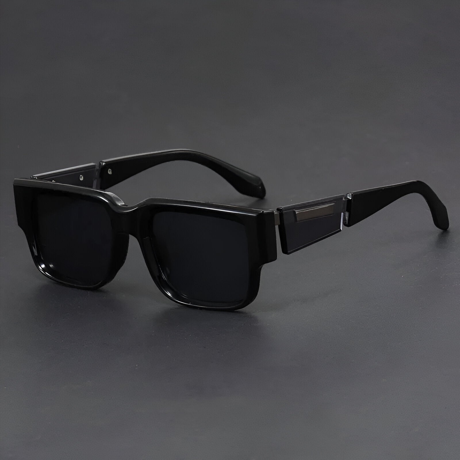 Barron Edge square sunglasses thick black frame sleek side panel modern bold statement shades