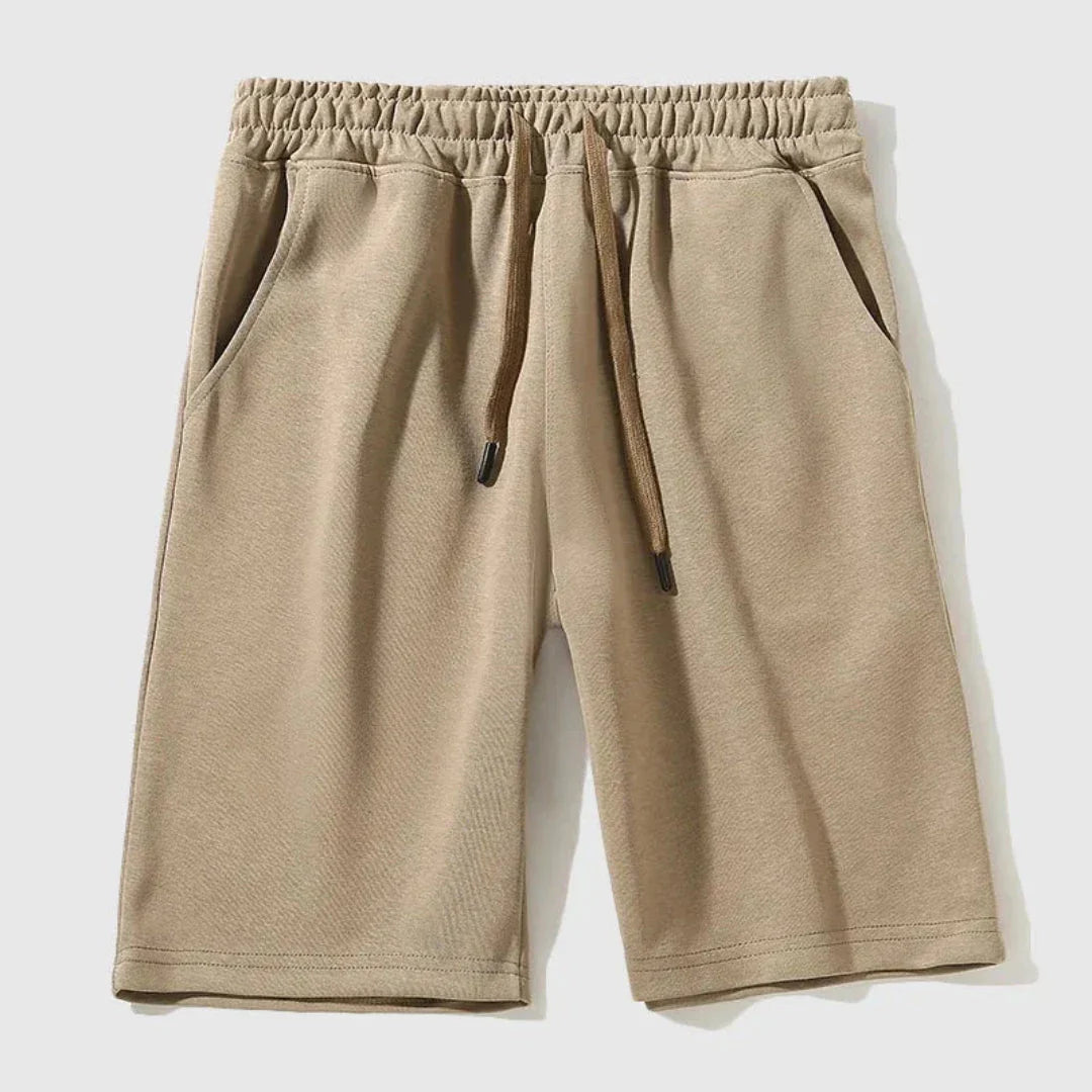 Wavlynn men's gray cotton-blend drawstring jogger shorts relaxed knee-length casual fit