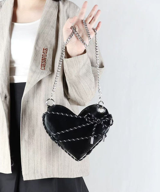 Magnifiques sacs à bandoulière en similicuir noir en forme d'amour - Wavlynn