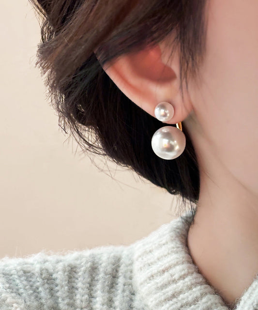 Magnifiques boucles d'oreilles créoles en alliage de cuivre doré et perles - Wavlynn