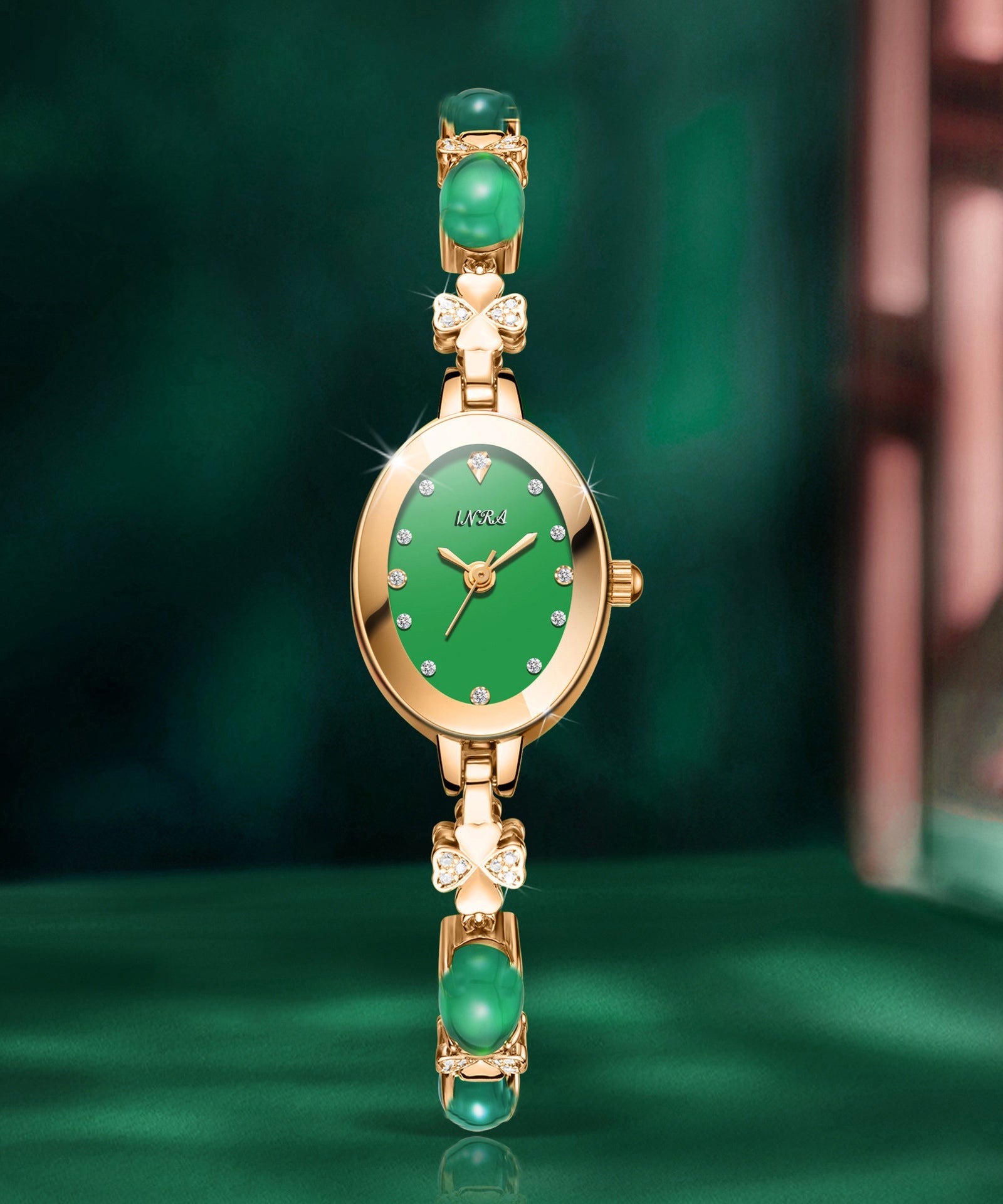 Belles montres en alliage de zircon vert et verre trempé - Wavlynn