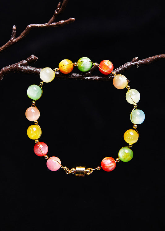 Magnifique bracelet fin en jade multicolore - Wavlynn
