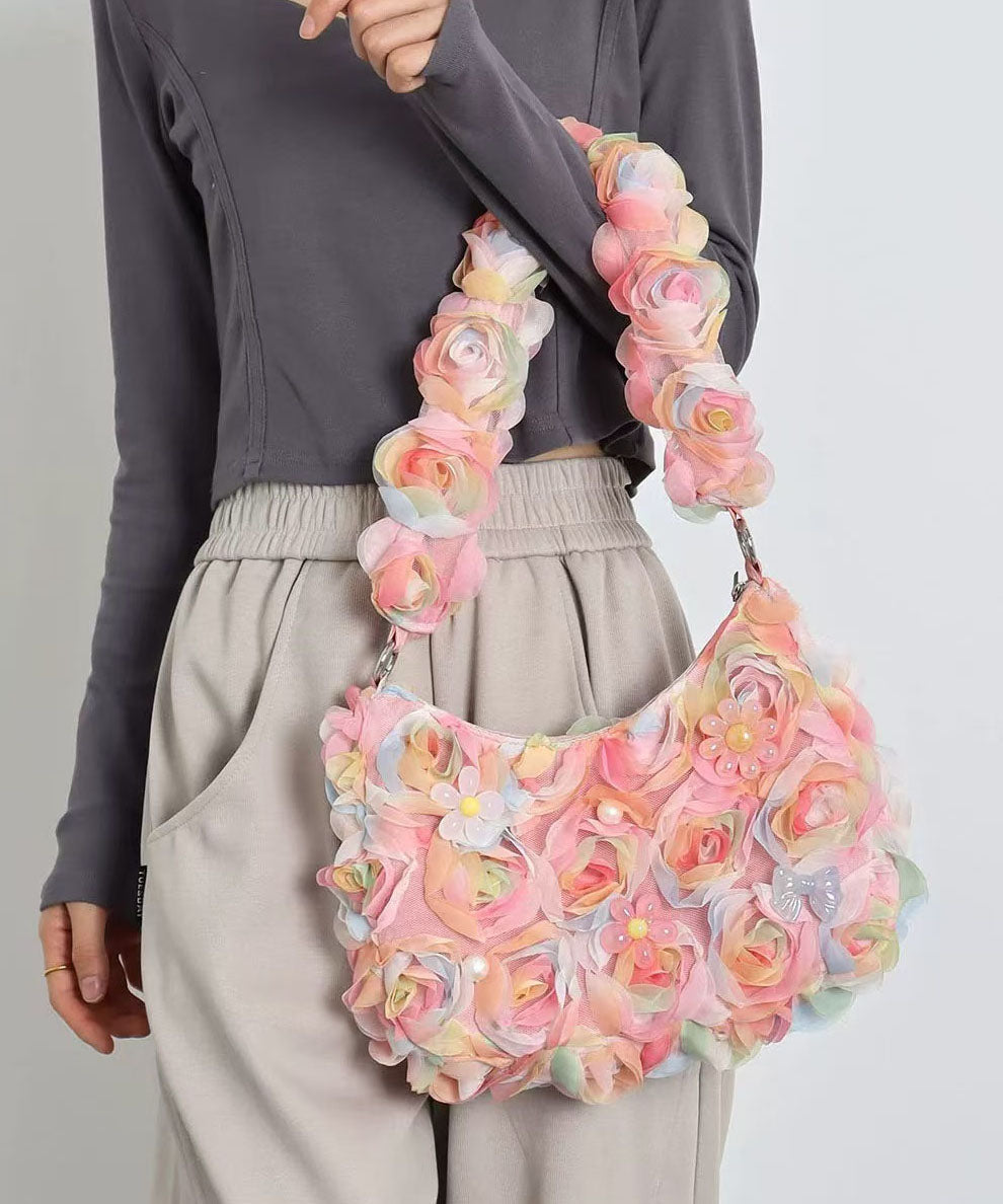 Magnifiques sacs à bandoulière pour femmes à bordure festonnée rose - Wavlynn