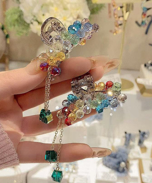 Belle paire d'épingles à cheveux à pompon en cristal acrylique arc-en-ciel - Wavlynn