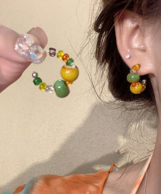 Magnifiques boucles d'oreilles créoles en perles de cuivre arc-en-ciel - Wavlynn