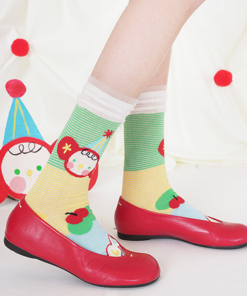 Chaussettes mi-mollet fines et respirantes à motifs de dessins animés - Wavlynn