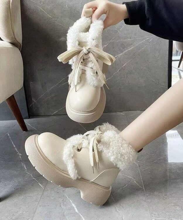 Bottes Cheville Chunky En Suède Doublées De Laine Pour Femmes - F4R478