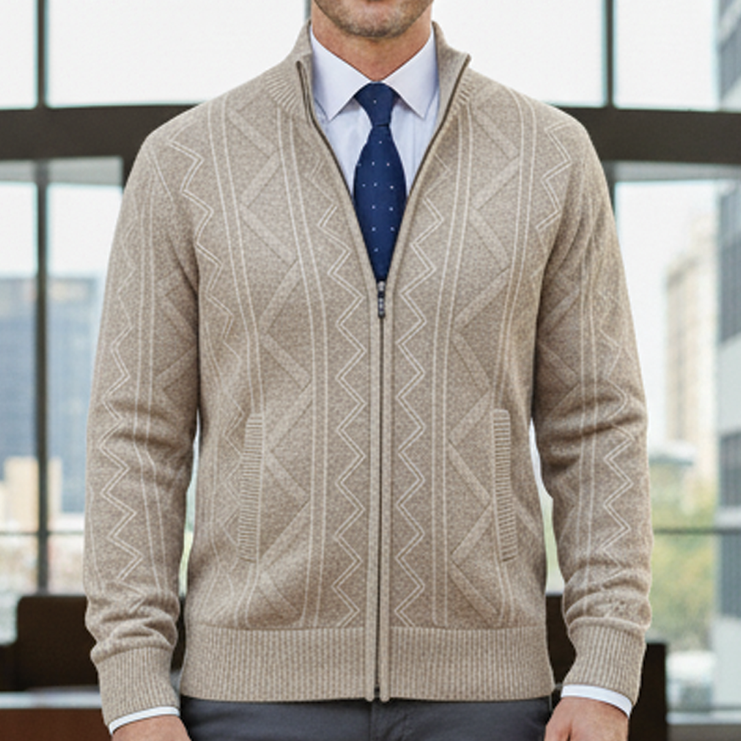 Wavlynn Luke business cardigan zip-up knit tailored cut breathable professional office layer