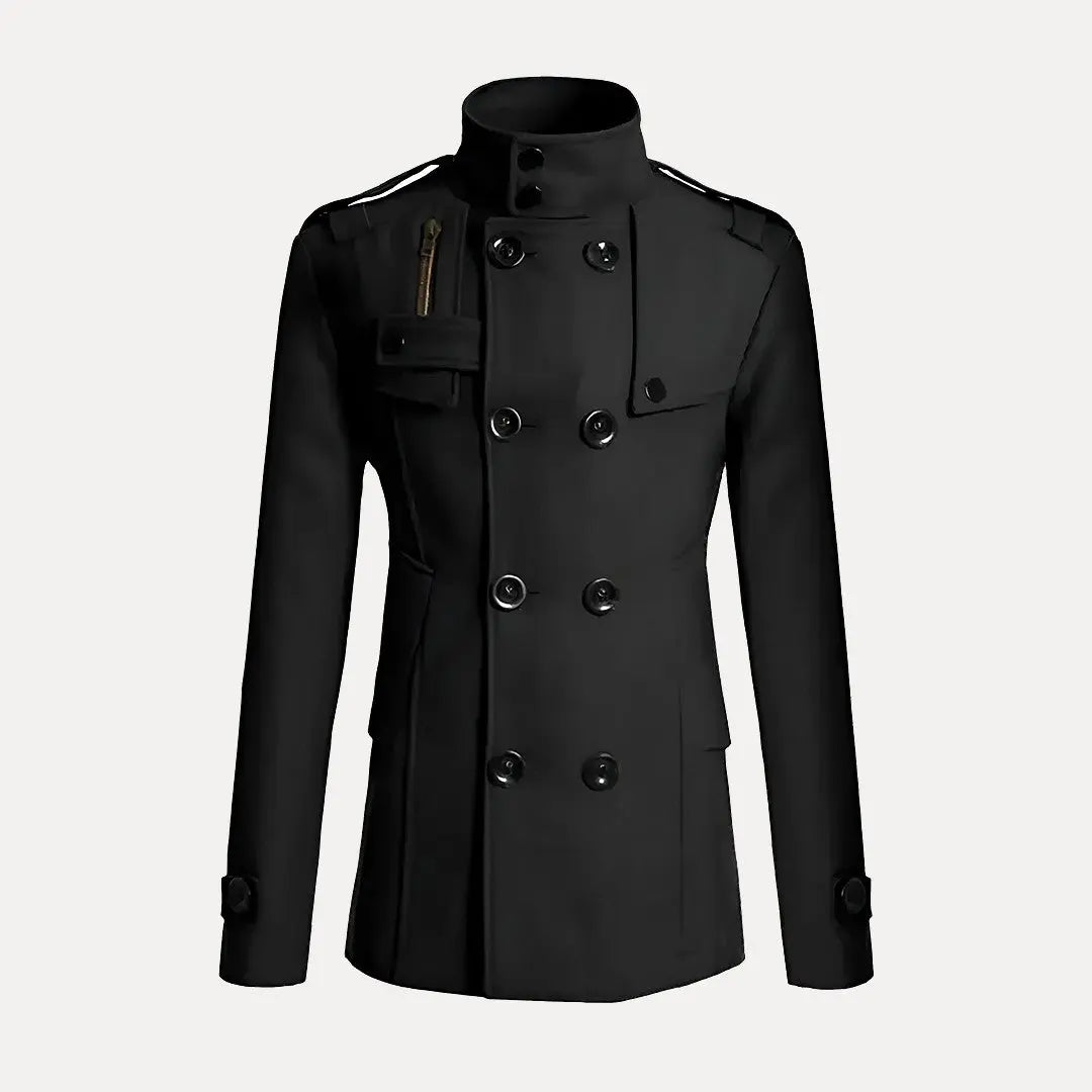 Wavlynn men's double-breasted wool-blend trench coat, timeless classic cut for work and travel
