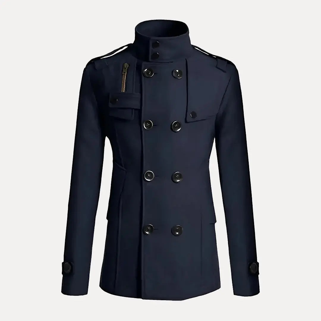 Wavlynn men's double-breasted wool blend trench coat in classic cut for work and travel