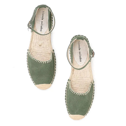 Women's beige espadrille flat sandals with breathable synthetic upper and bohemian-inspired design
