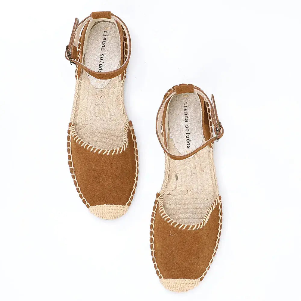 Women's beige espadrille flat sandals with bohemian-inspired woven jute sole for summer