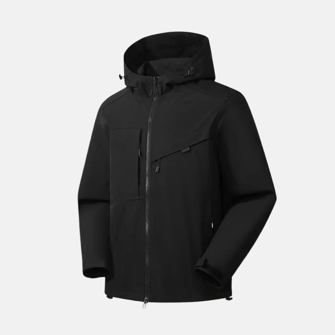 Wavlynn men's weather-resistant hooded jacket relaxed fit adjustable hem neutral casual outerwear