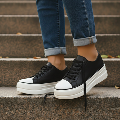 Wavlynn Jennifer chunky platform sneakers canvas low-top streetwear bold sole city style