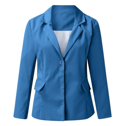 Women's open front work blazer with clean structured silhouette, perfect for professional versatile styling