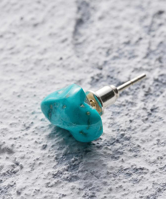 Boucles d'oreilles à tige asymétriques en argent sterling bleu et turquoise pour hommes et femmes - Wavlynn