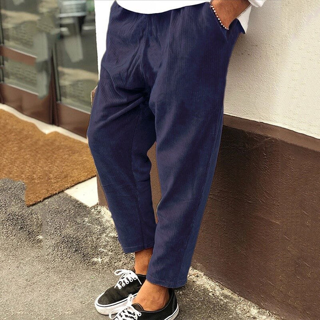 Men's relaxed cropped tapered trousers with elastic waist, Nordic Flair casual style