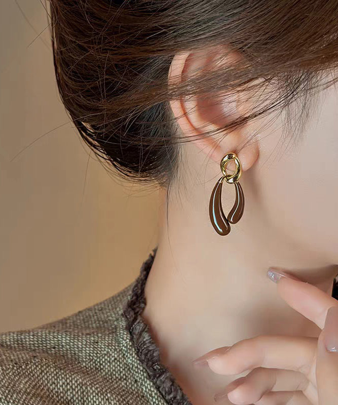 Boucles d'oreilles pendantes asymétriques en alliage de cuivre et émail de style bohème - Wavlynn