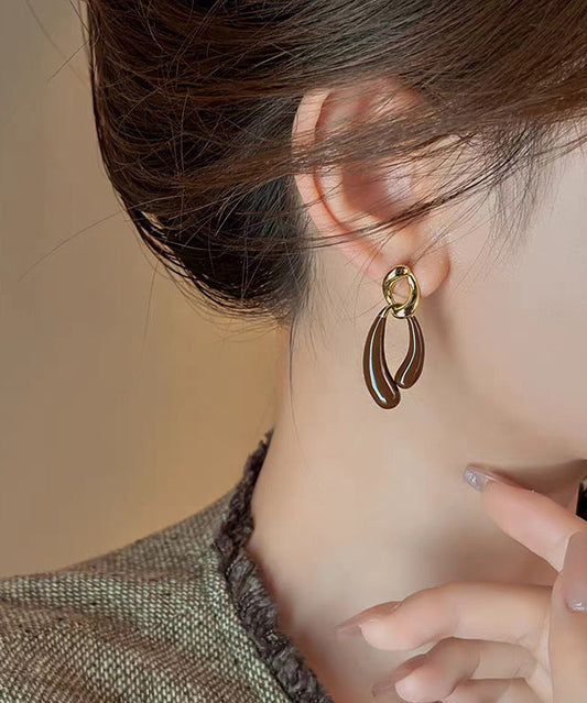 Boucles d'oreilles pendantes asymétriques en alliage de cuivre et émail de style bohème - Wavlynn