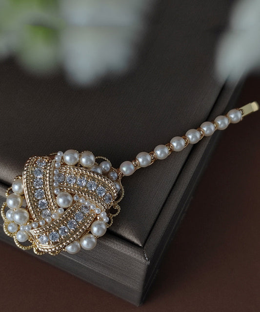 Épingle à cheveux bohème en cuivre doré et incrustée de perles et de zircons - Wavlynn
