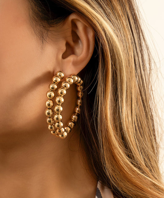 Boucles d'oreilles créoles bohèmes en alliage de métal doré - Wavlynn
