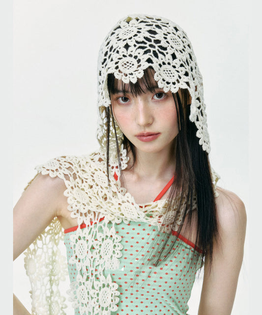 Bonnet boonie bohème en tricot à fleurs ajourées pour l'été - Wavlynn