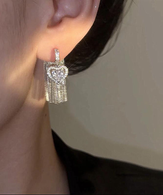 Boucles d'oreilles pendantes bohèmes en alliage de cuivre et zircon avec pompons - Wavlynn