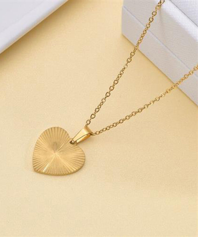 Collier Boho avec pendentif en alliage de métal doré et motif amour froissé - Wavlynn