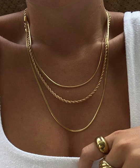 Collier bohème à trois rangs en alliage d'acier inoxydable doré - Wavlynn