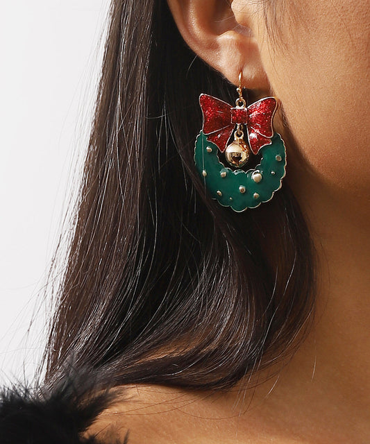 Boucles d'oreilles pendantes en forme de nœud en alliage vert style bohème - Wavlynn