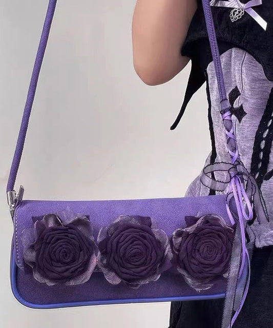 Sacs à bandoulière en similicuir durable décorés de fleurs violettes style bohème - Wavlynn